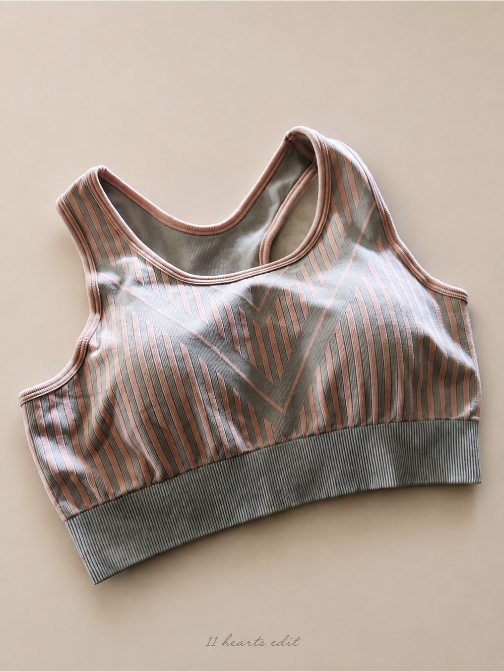 Mono b Seamless Sports Bra Pink/Grey Medium NEW
